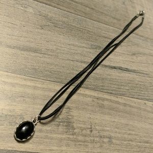 Necklace black velvety cord